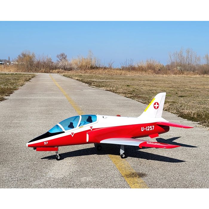 Mini BAe Hawk T1 V2 90mm, White/Red (ARF), SebArt