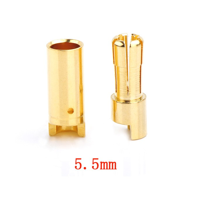 Bullet Connector, 5.5mm Gold Plated (5 pack)