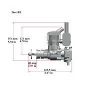 26cc Rear Exhaust Gas Motor, Stinger Engines