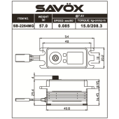 Savox SB2264MG - Low Profile High Voltage Brushless Servo .085/208.3 @ 7.4V