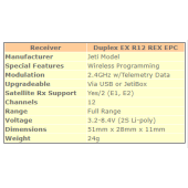 Jeti Duplex EX R12 REX Assist EPC 2.4GHz Receiver w/Telemetry, Stabilization, Variometer, G-Force