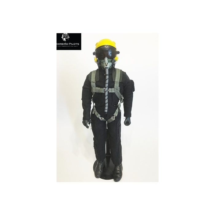 Modern Jet RC Pilot Figure 12" 1/5 - 1/6 (Black with Yellow Helmut)