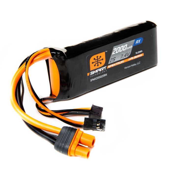 2S 2000mAh 7.4V 15C Smart LiPo Receiver Battery: Universal Receiver, IC3, Spektrum